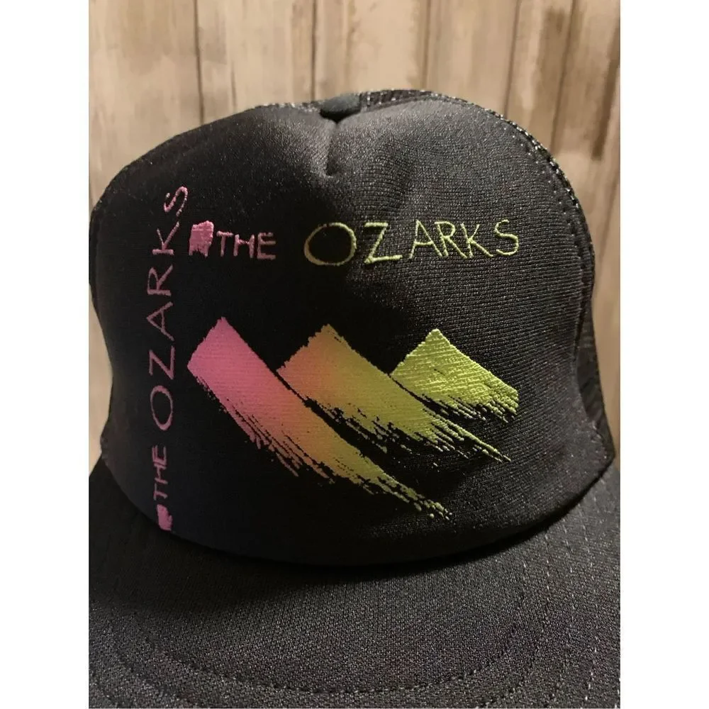 ‎Vintage OZARKS Black Neon Graphic Trucker Hat